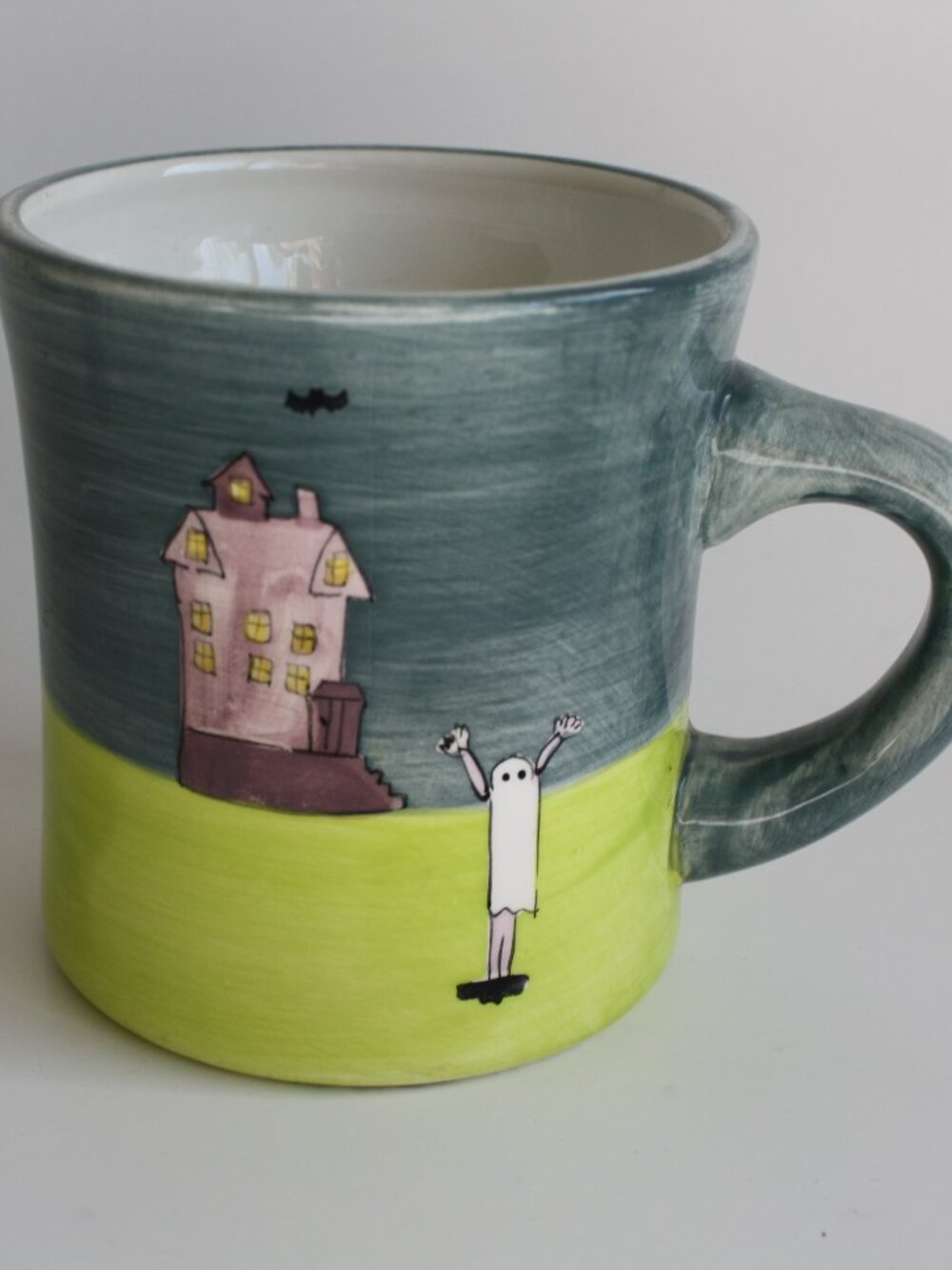 2002 Hausenware Halloween Mug Ghost Haunted House Trick or Treat